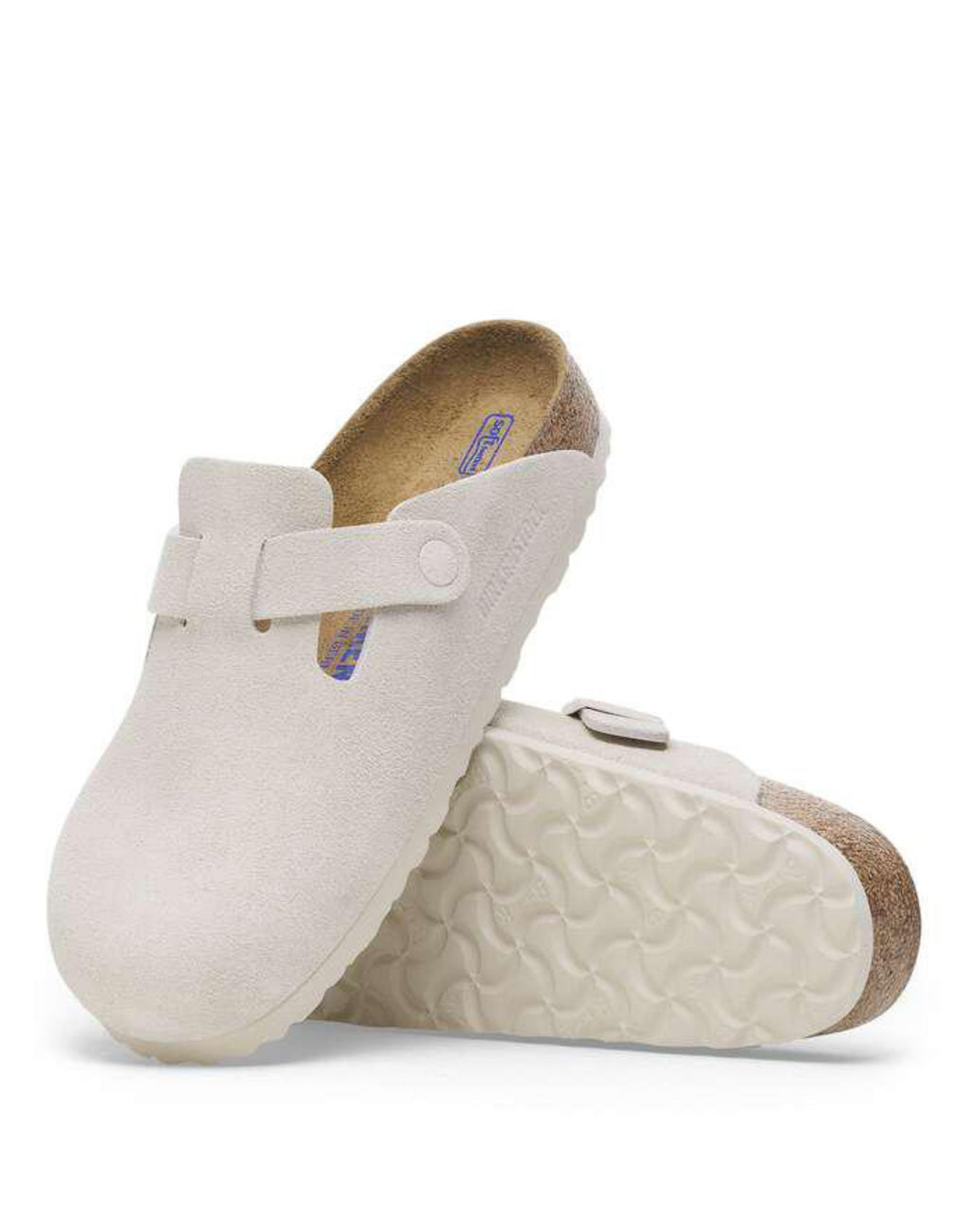 BIRKENSTOCK BOSTON SOFT FOOTBED SUEDE LEATHER-WHITE