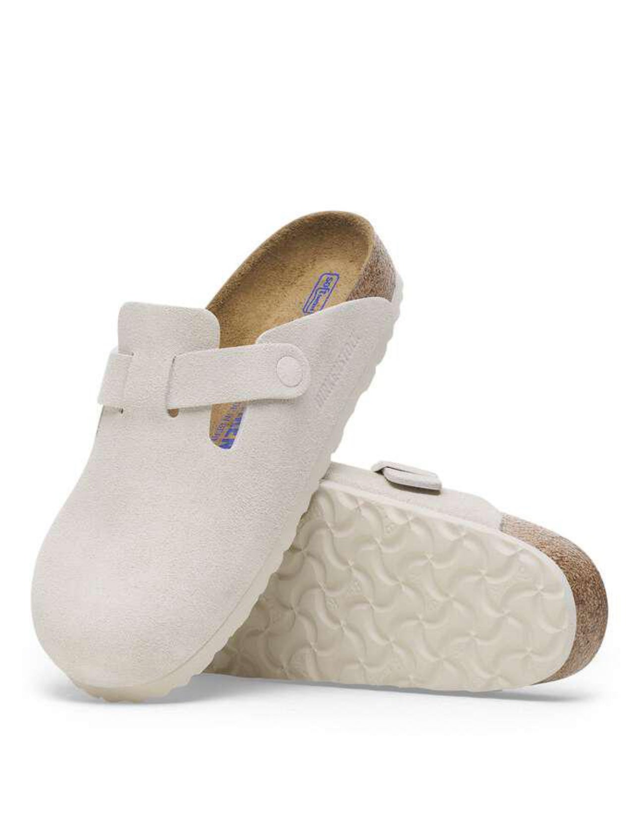 BIRKENSTOCK BOSTON SOFT FOOTBED SUEDE LEATHER-WHITE