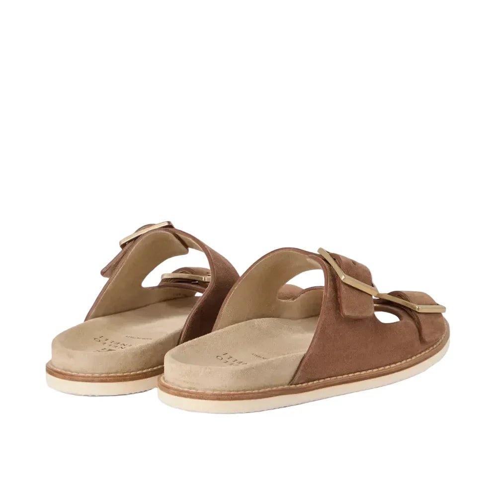 Brunello Cucinelli suede double-strap sandals Light Brown