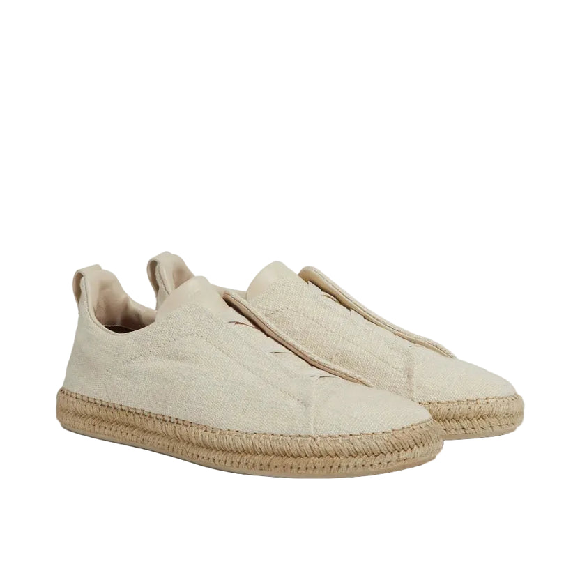 ZEGNA Beige Suede Triple Stitch Espadrilles Beige