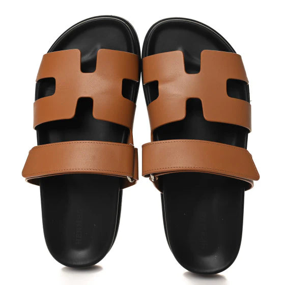 Hermes Calfskin Womens Chypre Sandals Naturel
