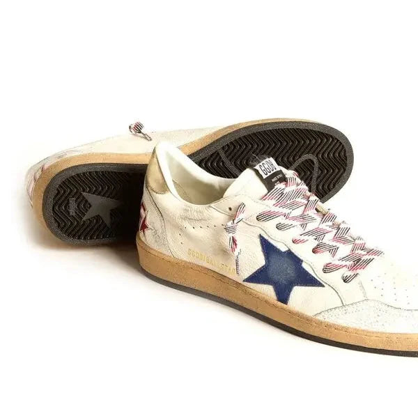 Ball Star trainers in nappa leather with blue suede star and platinum leather heels tab