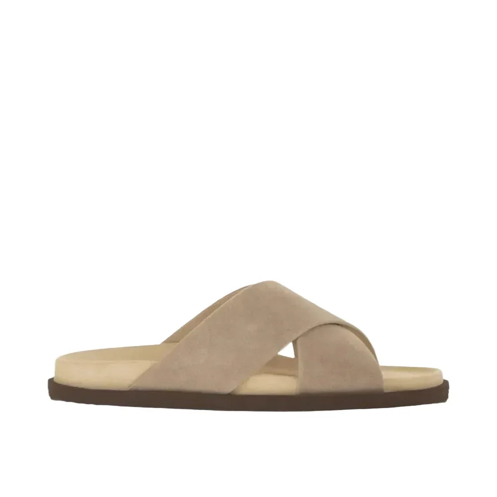Brunello Cucinelli suede crossover Baige sandals