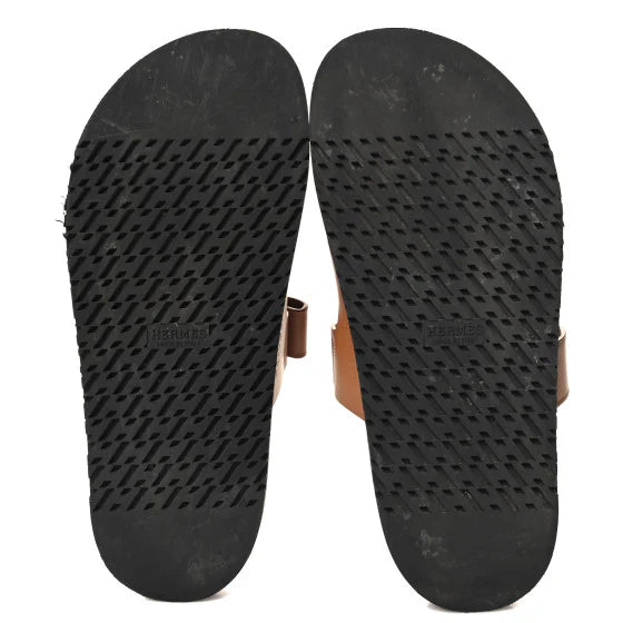 Hermes Calfskin Womens Chypre Sandals Naturel