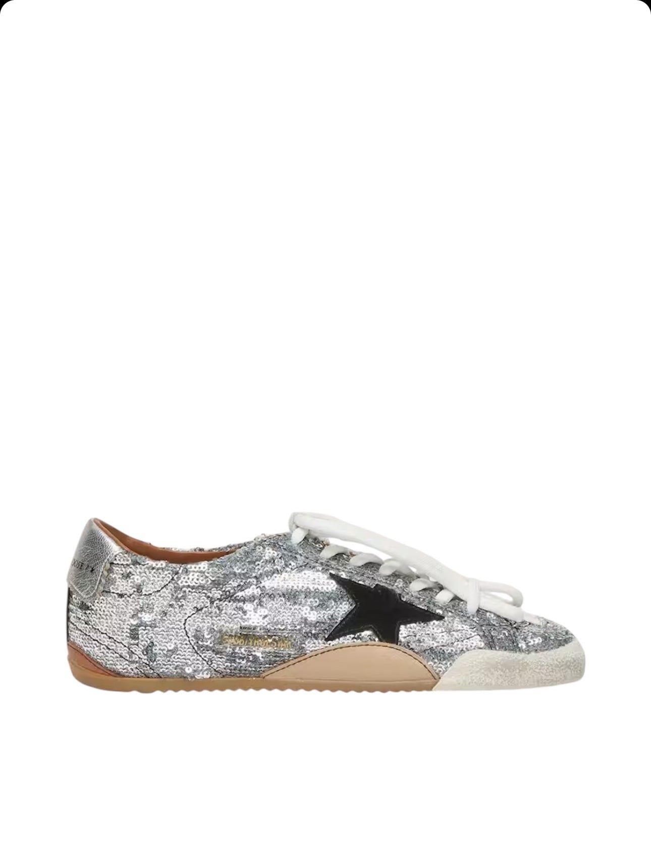 Golden Gosse True-Star silver sequins black star silver leather heel tab