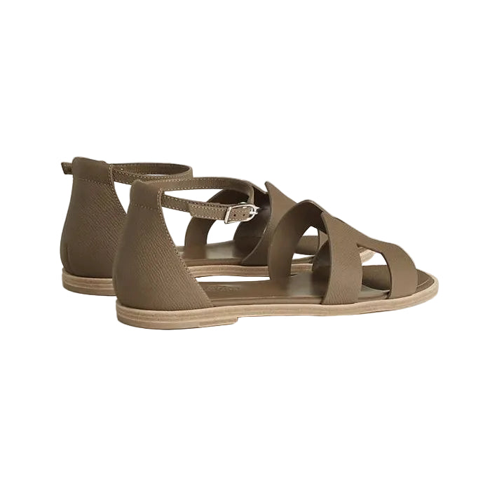 Hermès Santorini Sandals Étoupe Brown Calfskin