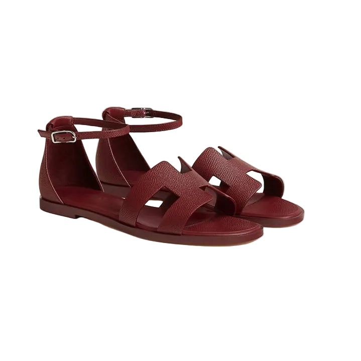 Hermès Santorini Sandals Epsom Rouge