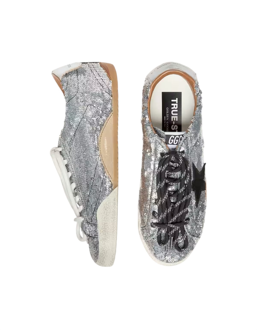 Golden Gosse True-Star silver sequins black star silver leather heel tab