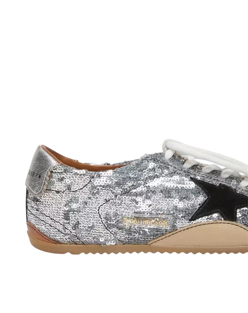 Golden Gosse True-Star silver sequins black star silver leather heel tab