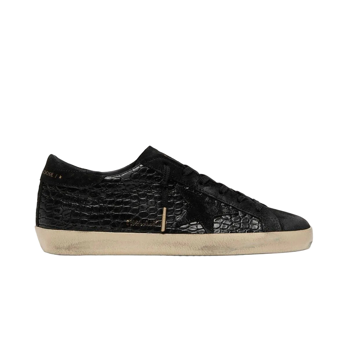 Golden Goose Super-Star LTD in crocodile-print leather with black suede inserts
