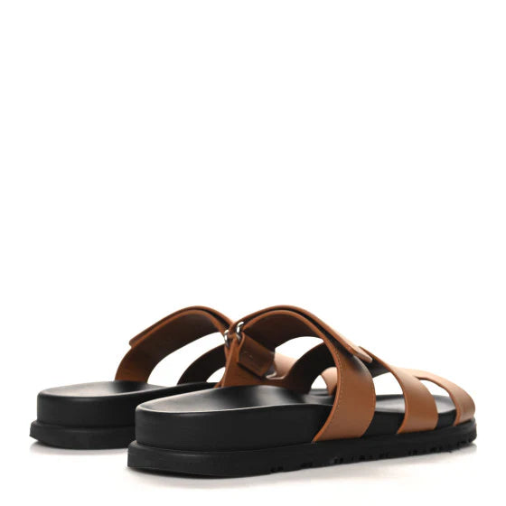 Hermes Calfskin Womens Chypre Sandals Naturel