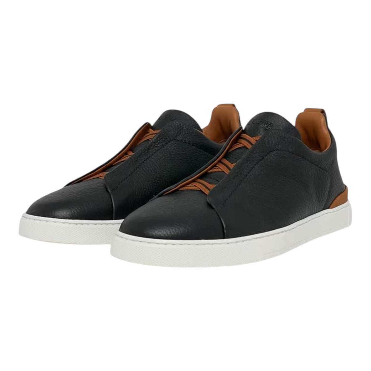 Zegna BLACK DEERSKIN TRIPLE STITCH™ SNEAKERS Black
