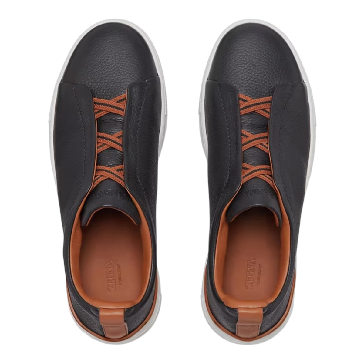Zegna BLACK DEERSKIN TRIPLE STITCH™ SNEAKERS Black