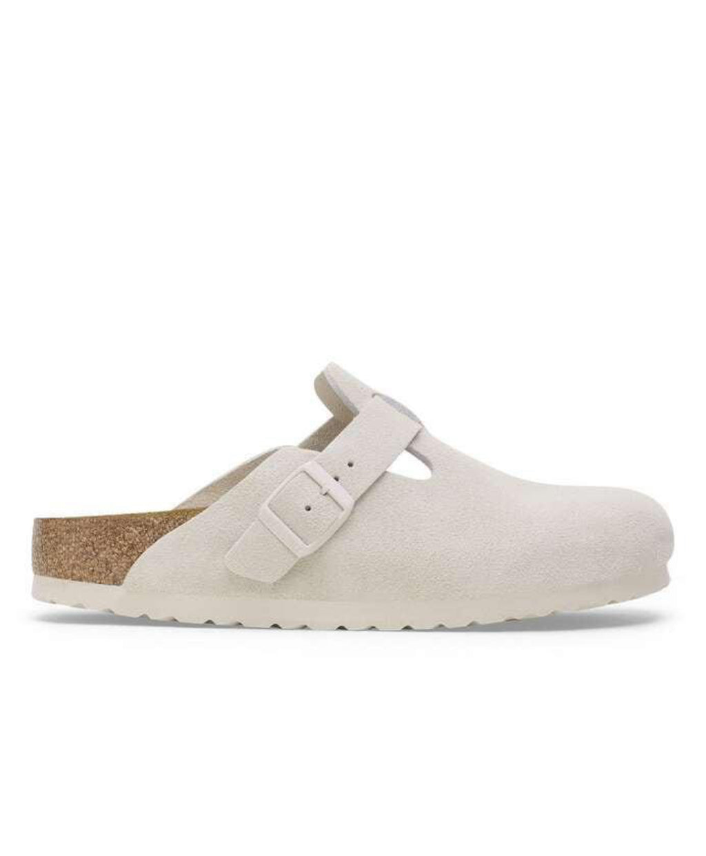 BIRKENSTOCK BOSTON SOFT FOOTBED SUEDE LEATHER-WHITE