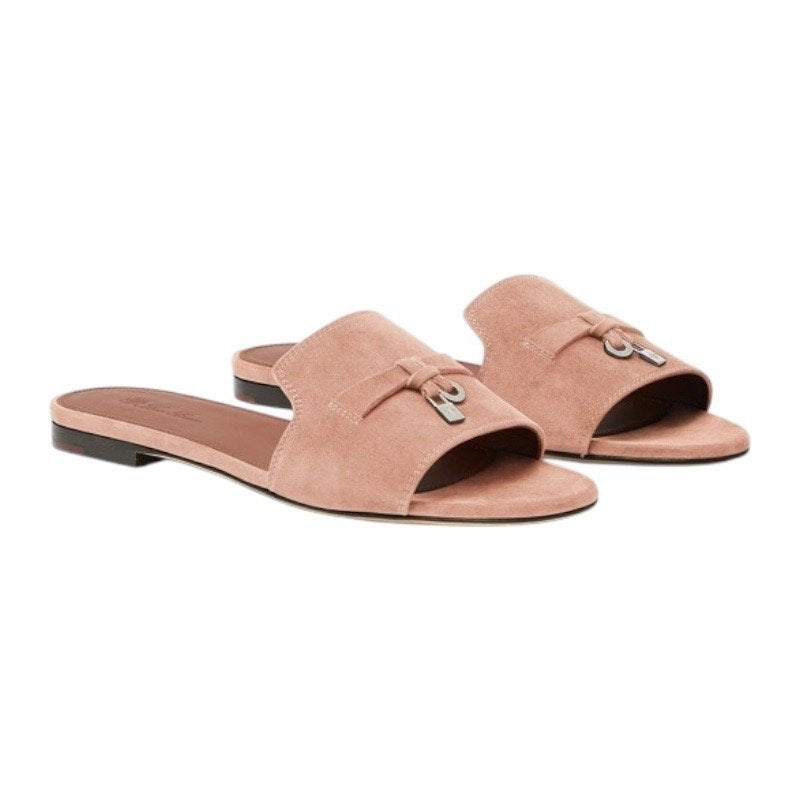 Loro piana Summer Charms Sandal Suede Goatskin Precious Rose