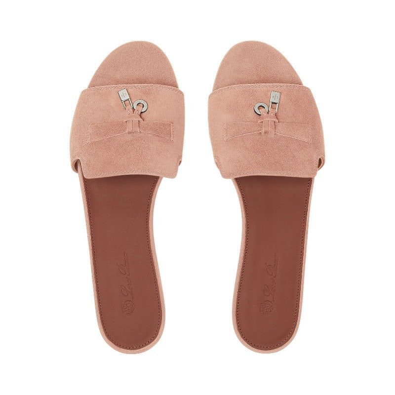 Loro piana Summer Charms Sandal Suede Goatskin Precious Rose