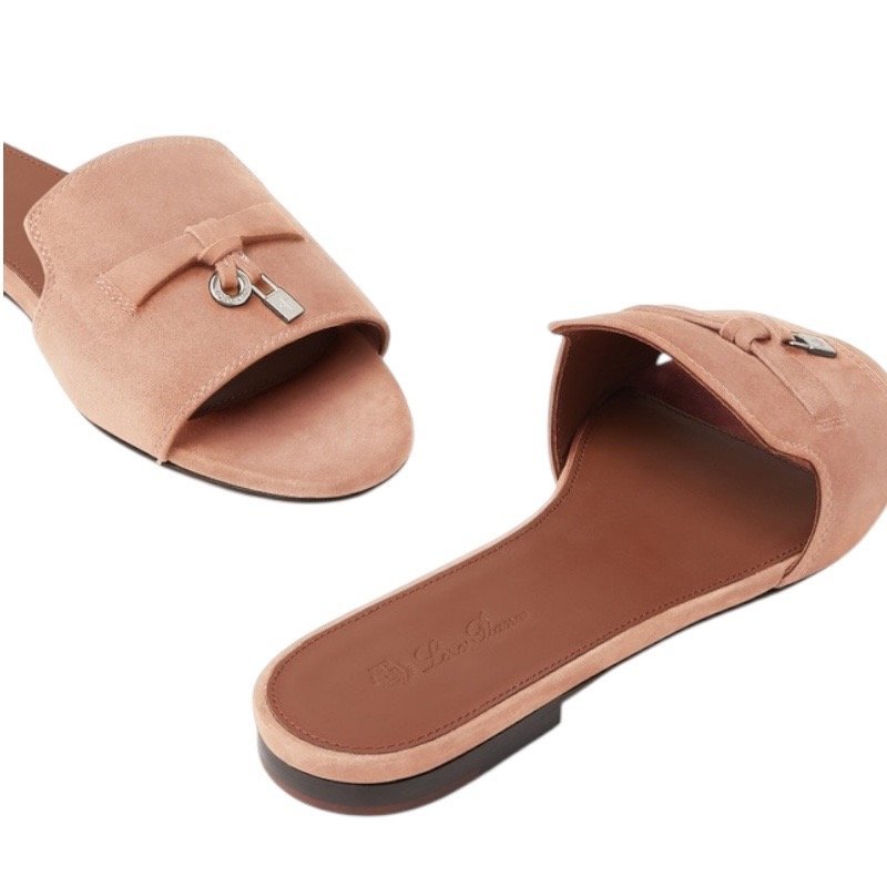Loro piana Summer Charms Sandal Suede Goatskin Precious Rose