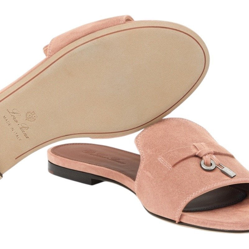Loro piana Summer Charms Sandal Suede Goatskin Precious Rose
