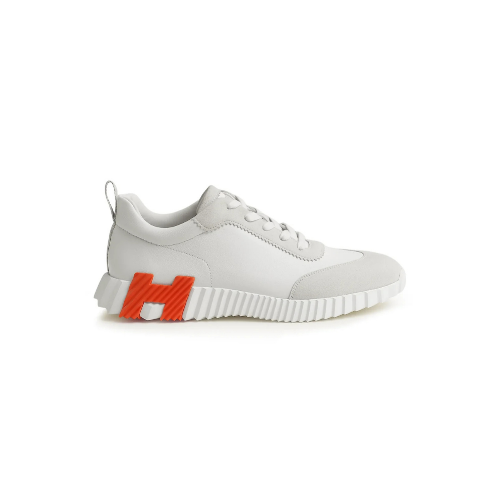 Hermès Paris Bouncing Calf Sneaker White Orange
