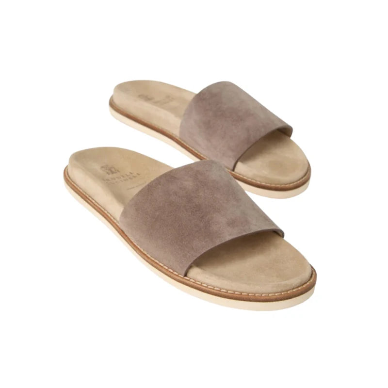 Brunello Cucinelli suede slide Beige sandals