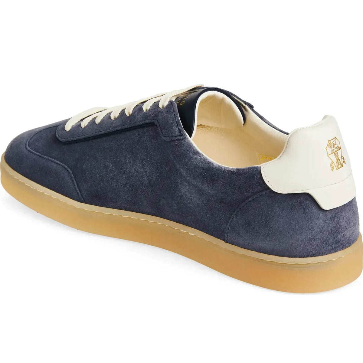 Brunello Cucinelli Men's Suede T-Toe Low-Top Blue Sneakers