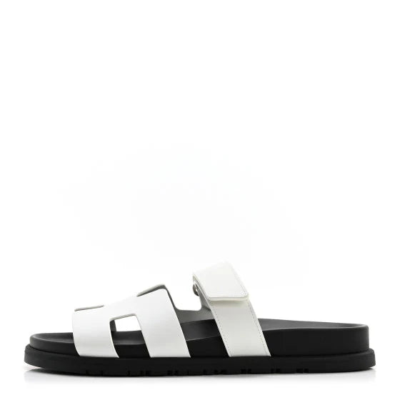 Hermes Calfskin Womens Chypre Sandals White