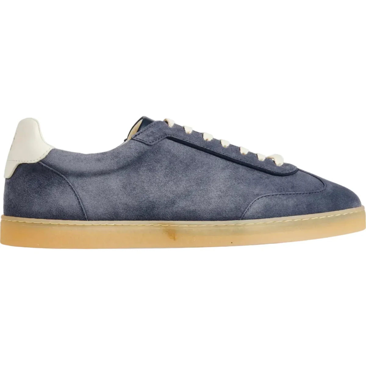 Brunello Cucinelli Men's Suede T-Toe Low-Top Blue Sneakers