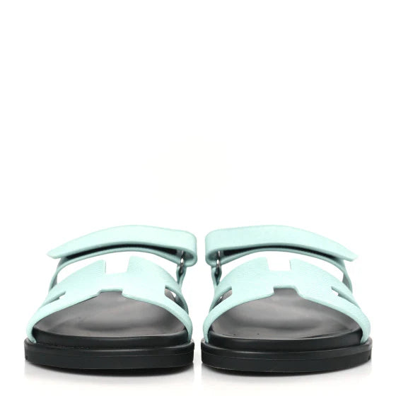 Hermes Epsom Womens Chypre Sandals 39 Bleu Cristaux