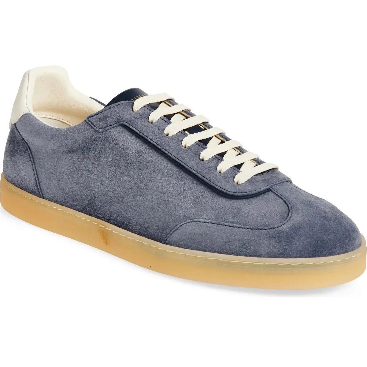 Brunello Cucinelli Men's Suede T-Toe Low-Top Blue Sneakers