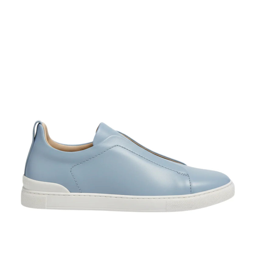 Zegna Triple Stitch Leather light Blue sneakers