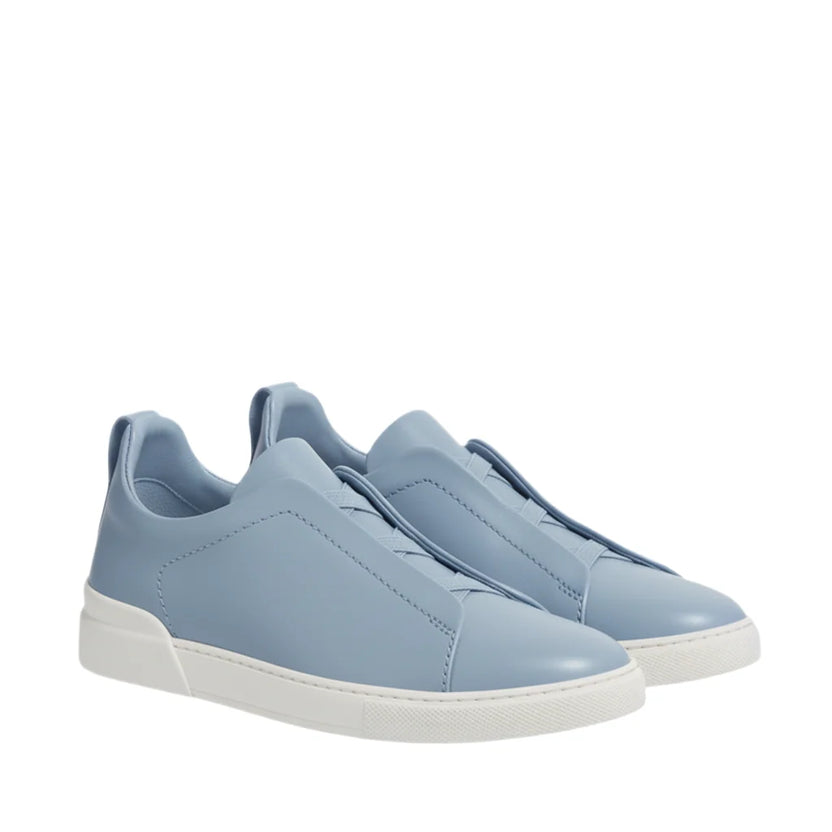 Zegna Triple Stitch Leather light Blue sneakers