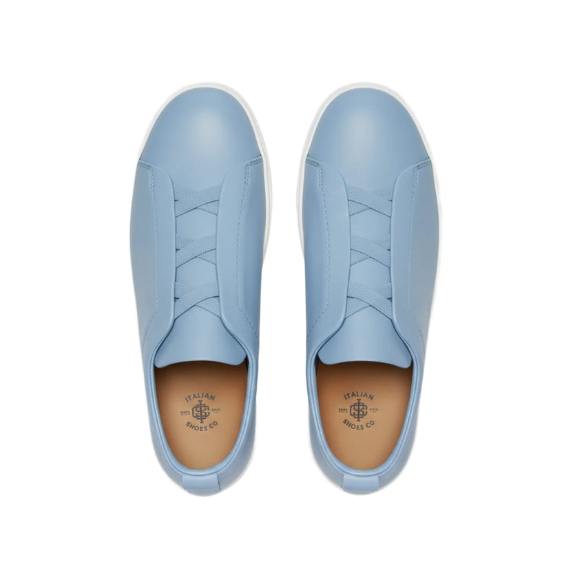 Zegna Triple Stitch Leather light Blue sneakers