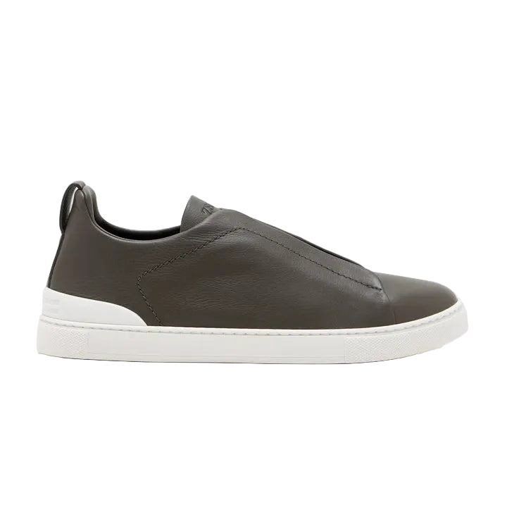 Zegna Triple Stitch Leather Grey sneakers.