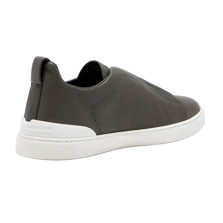 Zegna Triple Stitch Leather Grey sneakers.