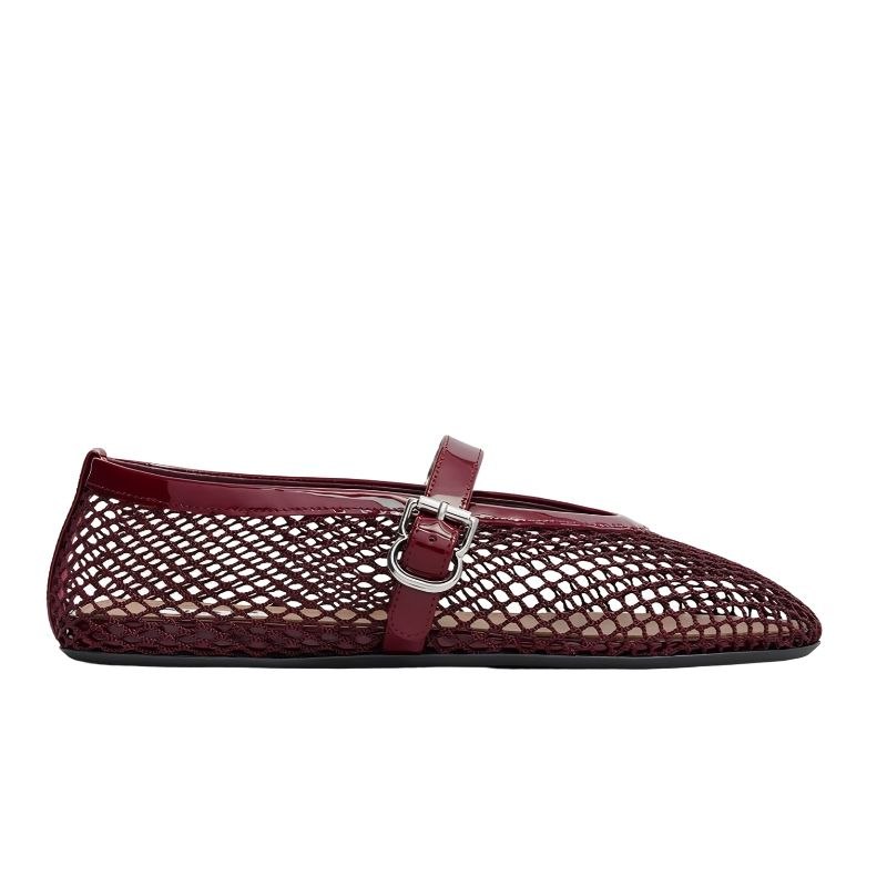 ALAÏA Fishnet Ballet Flats Maroon