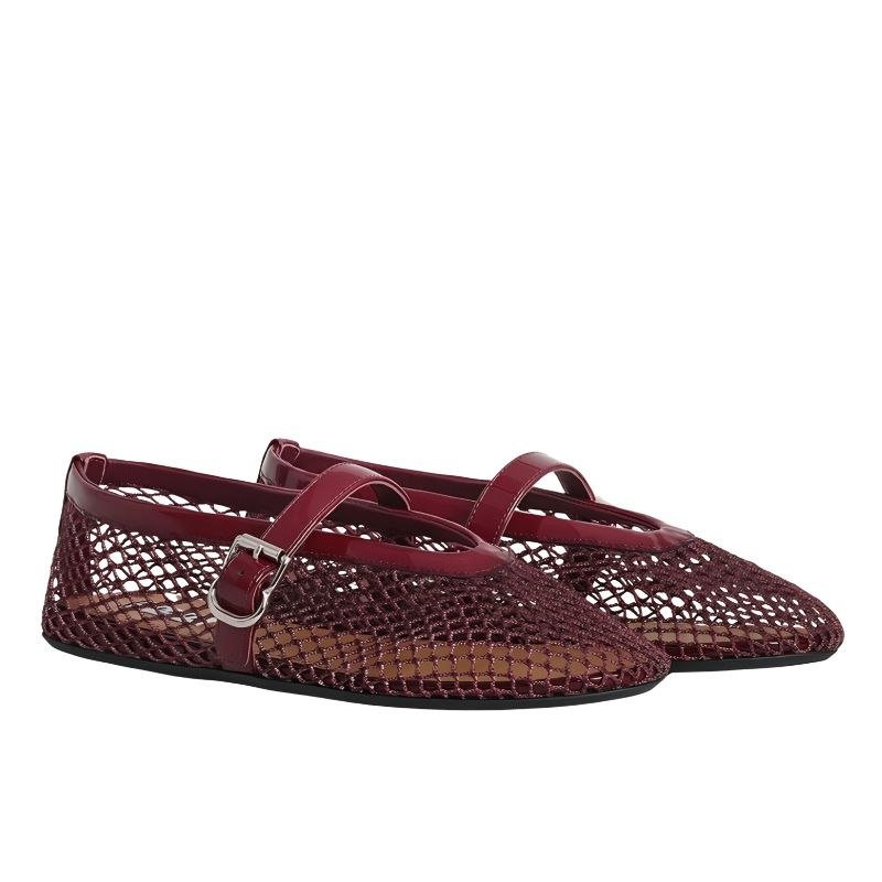 ALAÏA Fishnet Ballet Flats Maroon